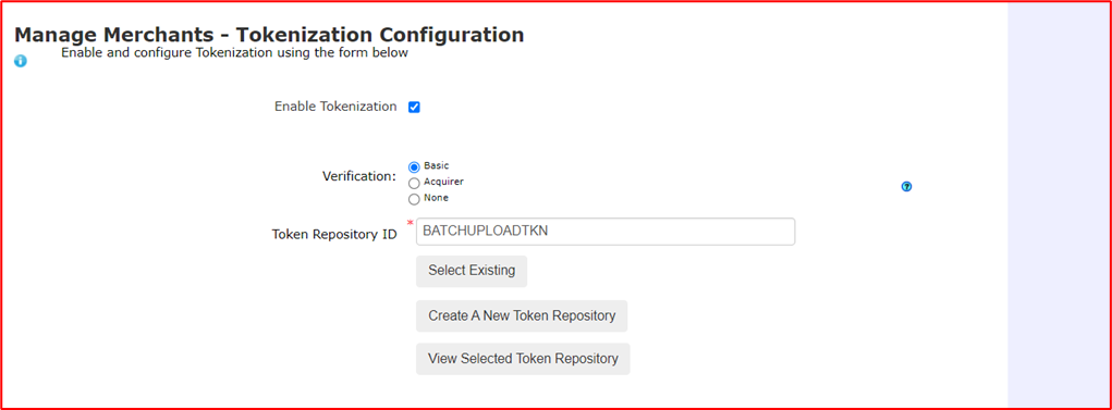 Tokenization Configuration